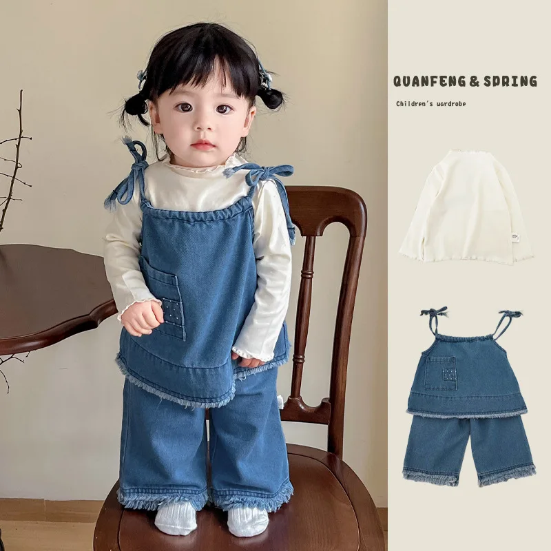 2025 Korean Girls' Denim Suit Spring Autumn New Stylish Little Girl Camisole Top Straight Leg Pants Fashionable Two-piece Set
2025 Korean Girls' Denim Suit Spring Autumn New Stylish Little Girl Camisole Top Straight Leg Pants Fashionable Two-piece Set