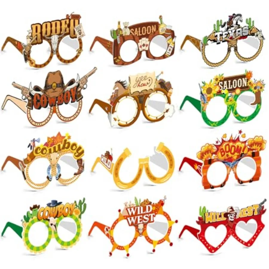 36PCS Paper Glasses Western Party Favors, Cowboy Party Decorations Western Theme Paper Glasses Photo Props for Birthday Carniva
36PCS Paper Glasses Western Party Favors, Cowboy Party Decorations Western Theme Paper Glasses Photo Props for Birthday Carniva