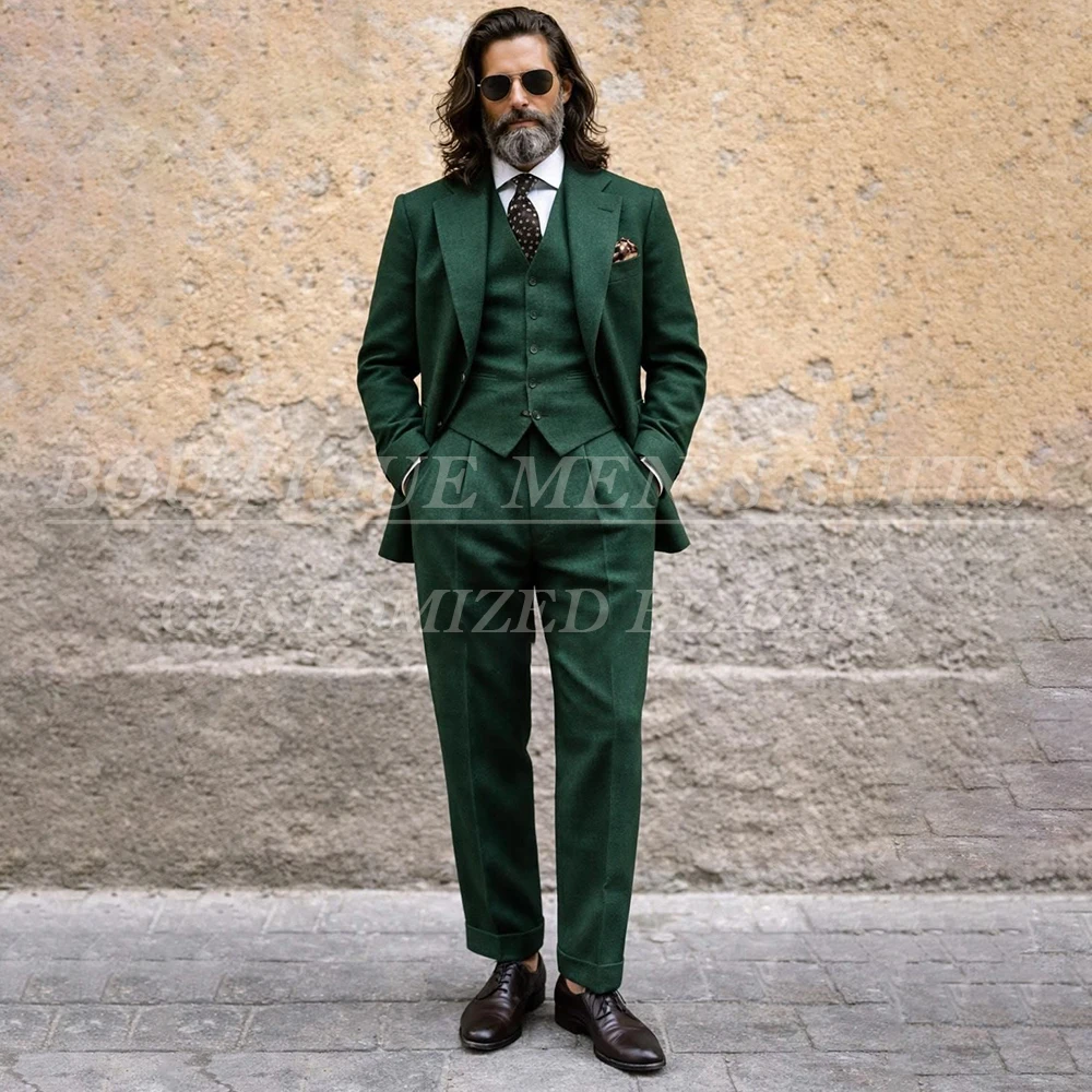 High Quality 3 Piece Jacket Pants Vest Men's Suits Chic Single Breasted Notch Lapel Pleat Trousers Wedding Blazer Terno
High Quality 3 Piece Jacket Pants Vest Men's Suits Chic Single Breasted Notch Lapel Pleat Trousers Wedding Blazer Terno