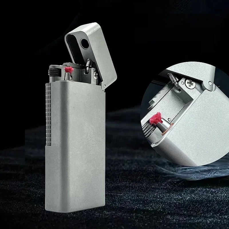 Rare Titanium Pocket Kerosenes Oil Lighter refillable Side-Slide trench Lighter Long lasting metal flip top lighter men gift
Rare Titanium Pocket Kerosenes Oil Lighter refillable Side-Slide trench Lighter Long lasting metal flip top lighter men gift