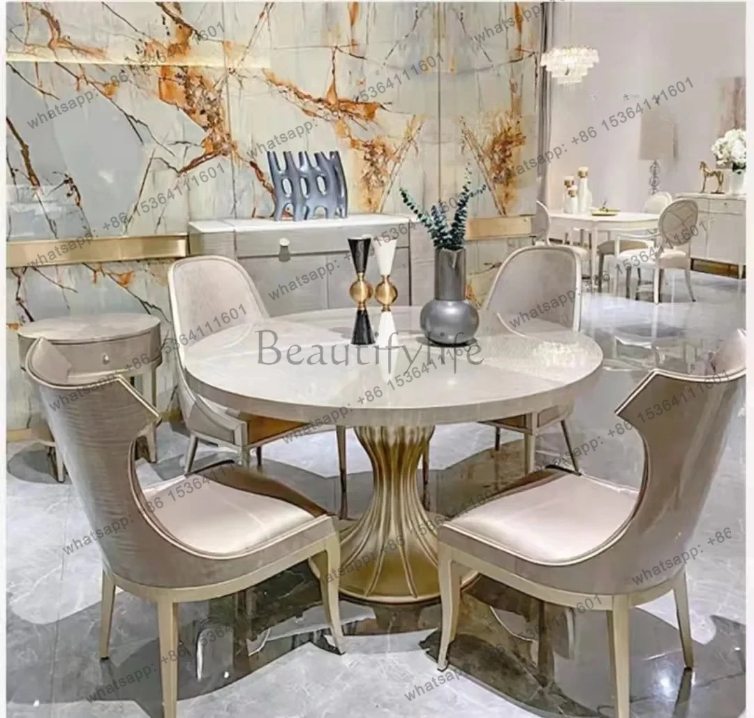 yj9 American light luxury fashion round table French champagne gold round solid wood dining table
yj9 American light luxury fashion round table French champagne gold round solid wood dining table