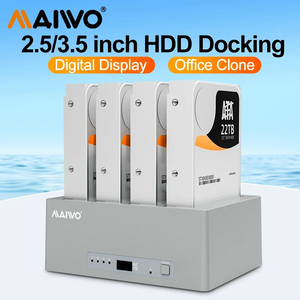 MAIWO 4 Bay Hard Drive Docking Station with Offline Clone for 2.5 3.5 Inch SATA HDD with digital display External HDD Duplicator
MAIWO 4 Bay Hard Drive Docking Station with Offline Clone for 2.5 3.5 Inch SATA HDD with digital display External HDD Duplicator