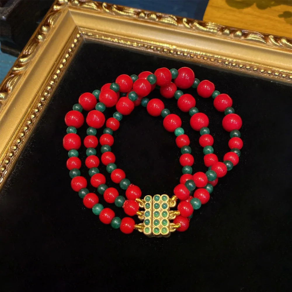 Vintage red agate green natural stone bracelet for women‘s girl party gift jewlry whosale
Vintage red agate green natural stone bracelet for women‘s girl party gift jewlry whosale