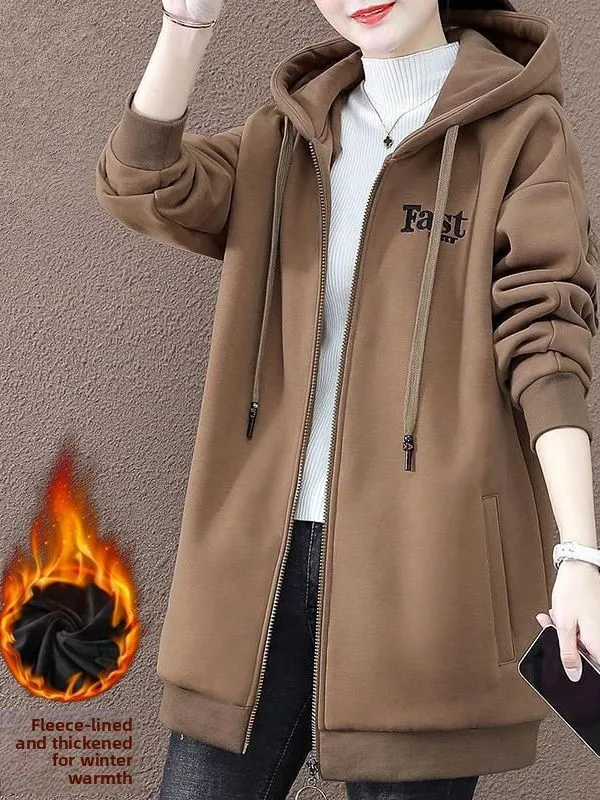 Hooded Thickened Fleece Women's Sweatshirt Autumn Winter Warm Outerwear Casual Long Sleeve Zipper Closure Cotton Coat
Hooded Thickened Fleece Women's Sweatshirt Autumn Winter Warm Outerwear Casual Long Sleeve Zipper Closure Cotton Coat