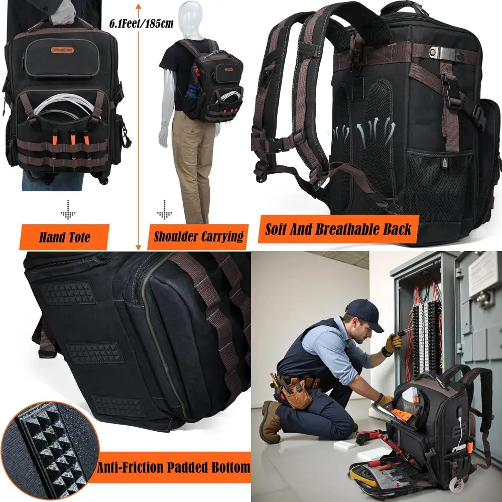 Durable Waxed Canvas Tool Bag for Electricians, Mechanics, and HVAC Professionals with 46 Pockets for Heavy-Duty Use
Durable Waxed Canvas Tool Bag for Electricians, Mechanics, and HVAC Professionals with 46 Pockets for Heavy-Duty Use