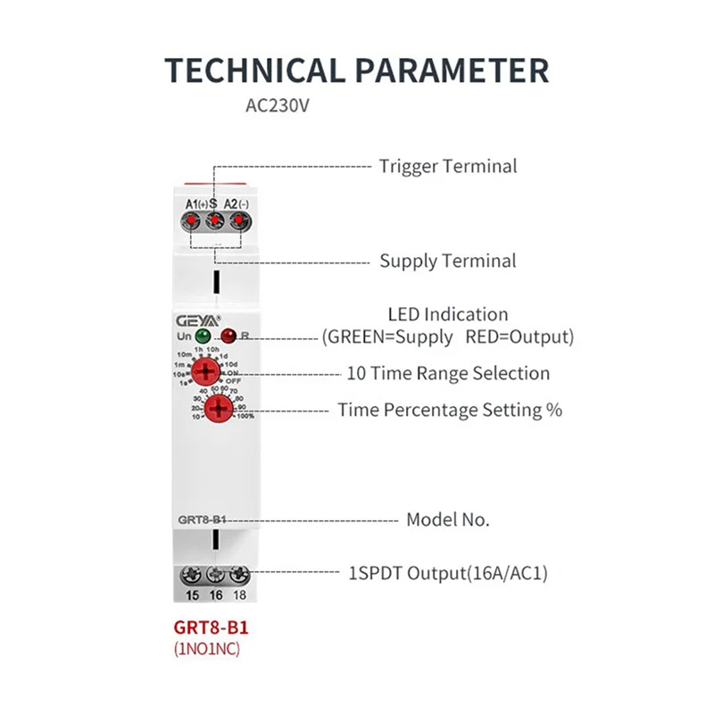 AONEQ-5X GEYA GRT8-B1 Off Delay Time Relay Timer Relay Electronic Type 16A, GRT8-B1 AC230V
AONEQ-5X GEYA GRT8-B1 Off Delay Time Relay Timer Relay Electronic Type 16A, GRT8-B1 AC230V