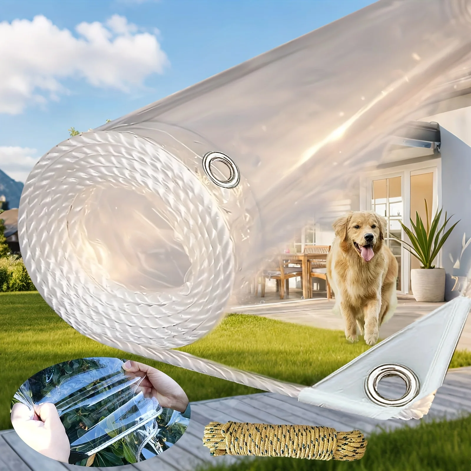 Transparent Waterproof Canvas In Heavy-duty PVC Material, 20-mil Thickness Outdoor Waterproof Canvas, Featuring Metal Eyelets, Tear-resistant Canvas Cover, Suitable For Garden Fencing, Chicken Coops, Sunshades And Canopies.
Transparent Waterproof Canvas In Heavy-duty PVC Material, 20-mil Thickness Outdoor Waterproof Canvas, Featuring Metal Eyelets, Tear-resistant Canvas Cover, Suitable For Garden Fencing, Chicken Coops, Sunshades And Canopies.