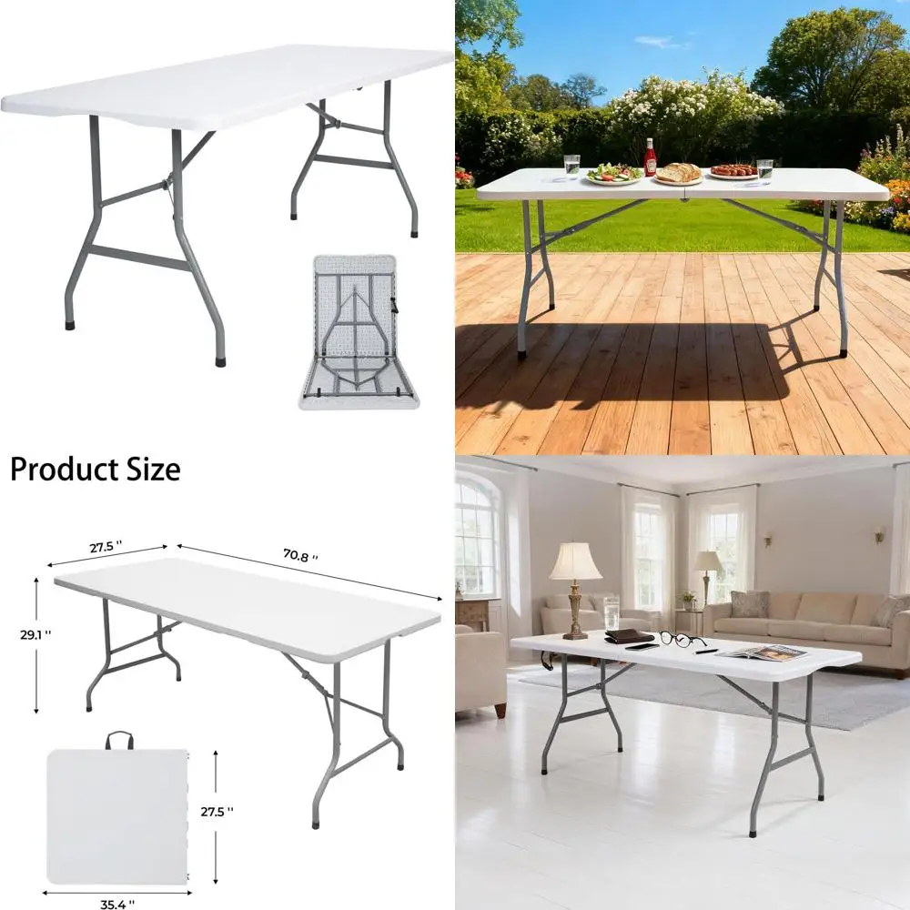 Портативный складной стол повышенной прочности для использования в помещении и на улице, подходит для вечеринок, кемпинга, барбекю, легко хранить, не требует сборки.
Портативный складной стол повышенной прочности для использования в помещении и на улице, подходит для вечеринок, кемпинга, барбекю, легко хранить, не требует сборки.