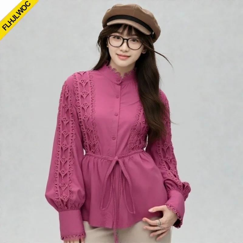 Ретро-винтажная блузка с воротником-стойкой во французском стиле, с вышивкой, ажурная, элегантная, роскошная, с завязками на талии
Ретро-винтажная блузка с воротником-стойкой во французском стиле, с вышивкой, ажурная, элегантная, роскошная, с завязками на талии