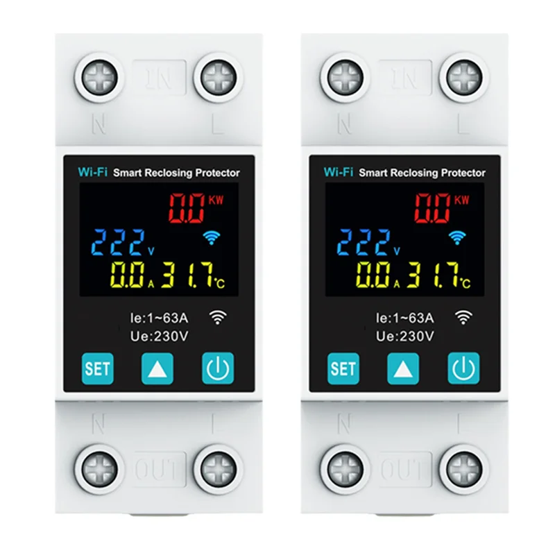 RALCA-2X New 1P 1-63A Tuya Wifi Smart Circuit Breaker LED Display Switch With Power Metering Smart Life Control Via Alexa Home
RALCA-2X New 1P 1-63A Tuya Wifi Smart Circuit Breaker LED Display Switch With Power Metering Smart Life Control Via Alexa Home