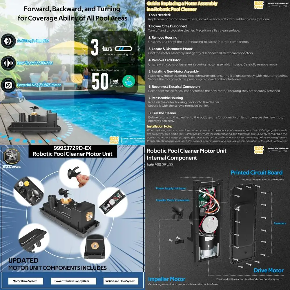 Робот-пылесос для бассейнов, 9995372RD-EX, улучшенный моторный блок
Робот-пылесос для бассейнов, 9995372RD-EX, улучшенный моторный блок