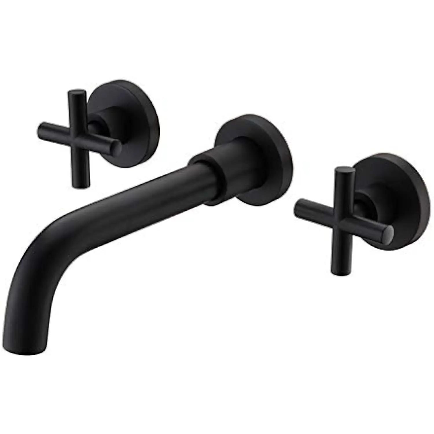 Matte Black Brass Bathroom Faucet Wall Mounted, Dual Cross Handle Lavatory Vanity Sink Faucet in Wall and Rough in Valve Inclu
Matte Black Brass Bathroom Faucet Wall Mounted, Dual Cross Handle Lavatory Vanity Sink Faucet in Wall and Rough in Valve Inclu