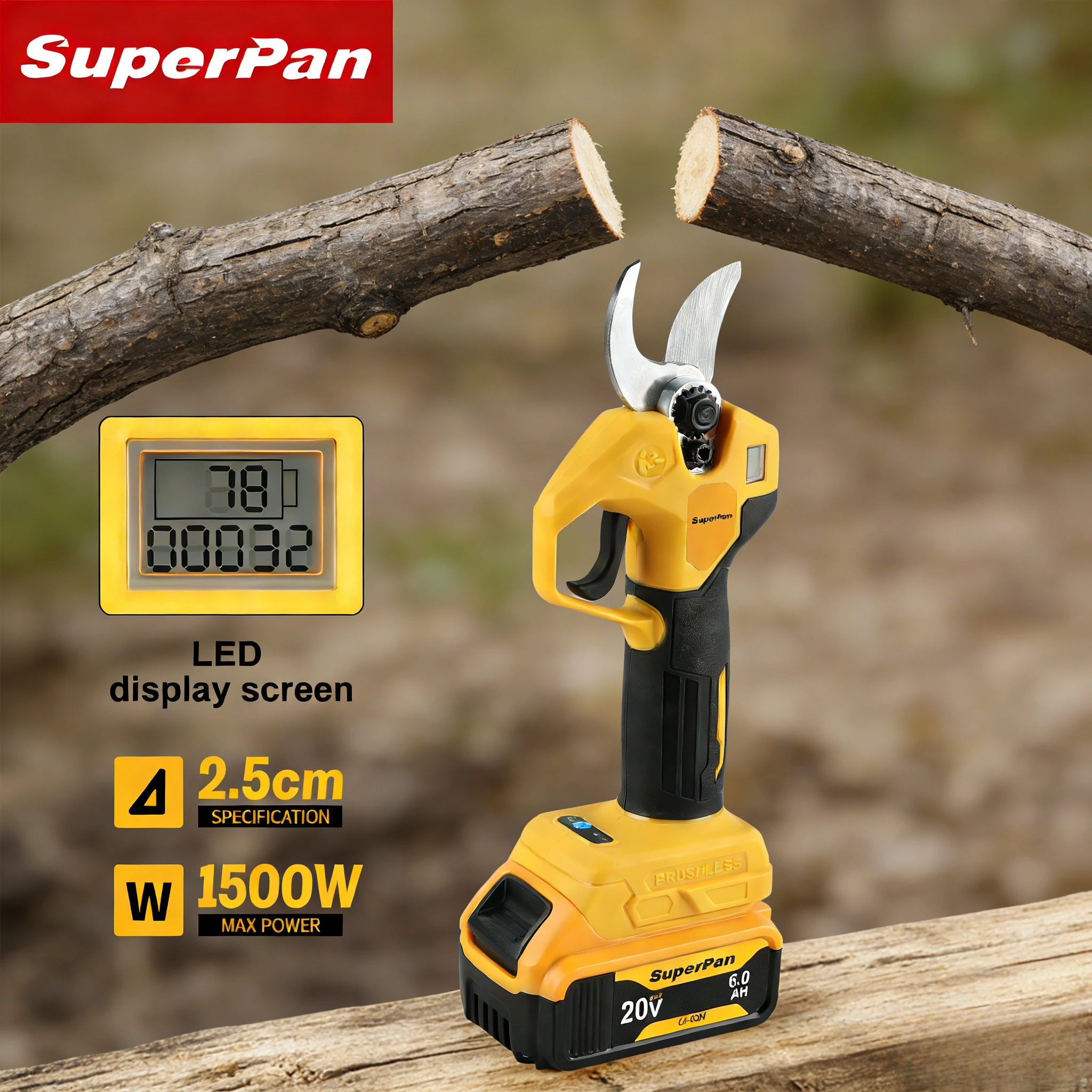 SuperPan Professional Home DIY Electric Pruner 45mm Max Opening 1500W Sharp SK5 Metal Blade for Dewalt 20V Battery
SuperPan Professional Home DIY Electric Pruner 45mm Max Opening 1500W Sharp SK5 Metal Blade for Dewalt 20V Battery