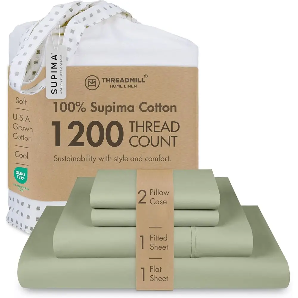 Queen Size 1200 Thread Count 100% Cotton Sheets Set in Sage Green with 5-Star Hotel Quality
Queen Size 1200 Thread Count 100% Cotton Sheets Set in Sage Green with 5-Star Hotel Quality