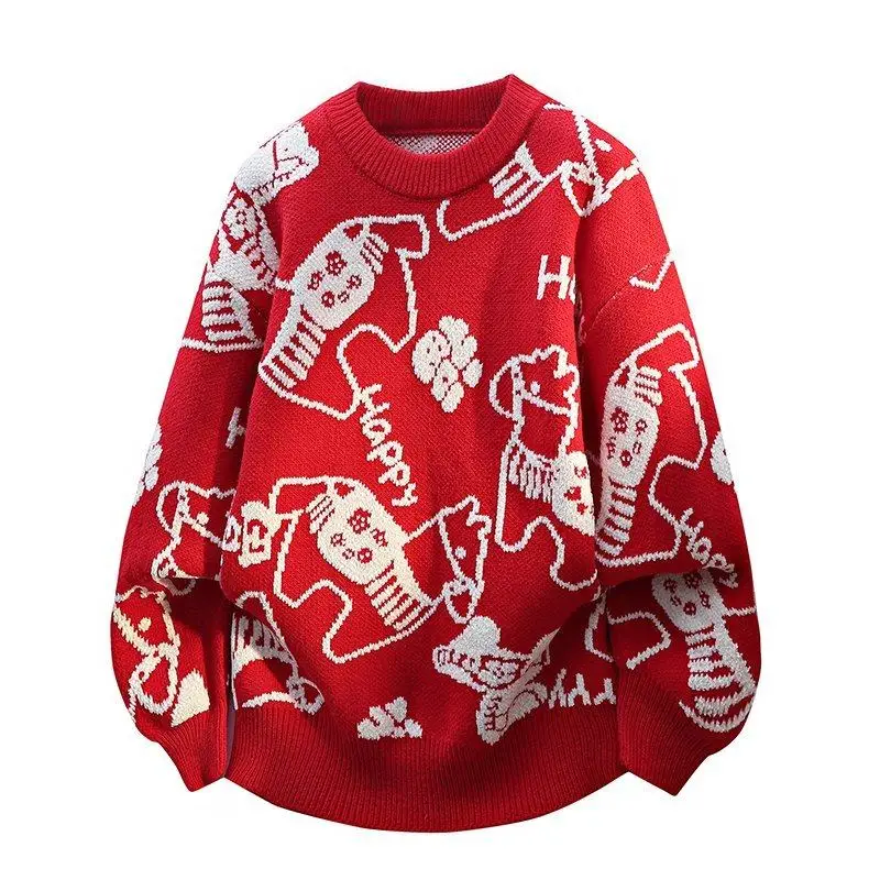 2025 New Men's Knitted Sweater Couple Winter Clothes Year Red Knitwear for Teens And Young Adults Warm And Casual Sle
2025 New Men's Knitted Sweater Couple Winter Clothes Year Red Knitwear for Teens And Young Adults Warm And Casual Sle