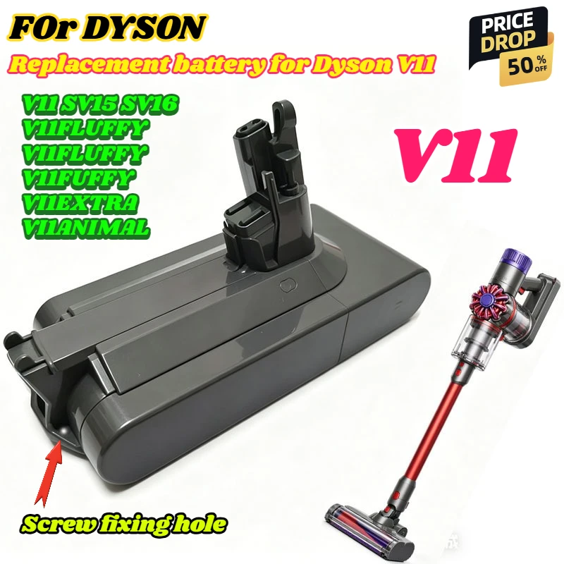 25.2V 9800mAh SV14 Battery Lithium Li-ion Vacuum Cleaner Rechargeable Battery for Dyson V11 Absolute V11 Animal SV15 970145-02
25.2V 9800mAh SV14 Battery Lithium Li-ion Vacuum Cleaner Rechargeable Battery for Dyson V11 Absolute V11 Animal SV15 970145-02