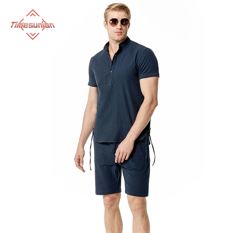 Cotton Linen T-shirt Set Beach Men's Clothing Drawstring Designer Henry Collar Short-Sleeved Summer Shirt Shorts 2-Piece Set
Cotton Linen T-shirt Set Beach Men's Clothing Drawstring Designer Henry Collar Short-Sleeved Summer Shirt Shorts 2-Piece Set