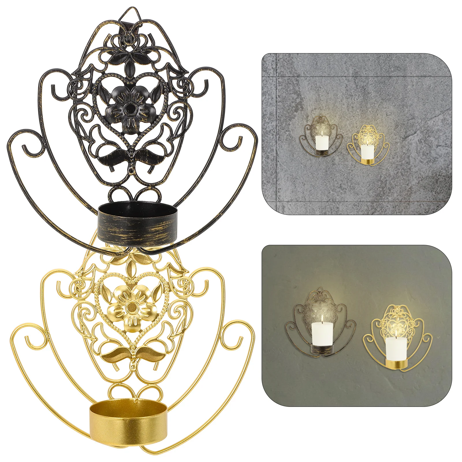 2Pcs Wall Mounted Holder Wall Sconce in Metal Finish Candlestick Decor for Living Room Bedroom Party Hanging Stand
2Pcs Wall Mounted Holder Wall Sconce in Metal Finish Candlestick Decor for Living Room Bedroom Party Hanging Stand