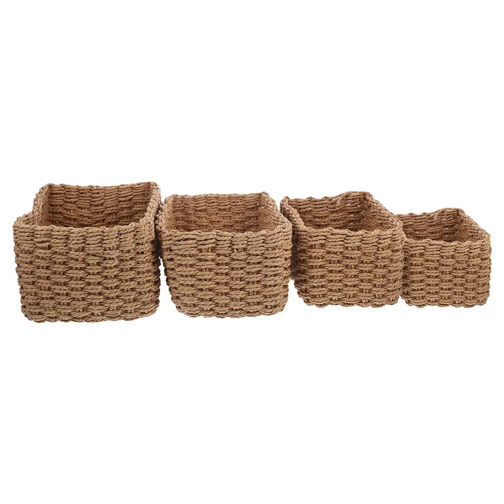 4 Pcs Handwoven Baskets Mini Kitchen Bathroom Decorative Storage Organizer Basket Organizer Home Storage Solution
4 Pcs Handwoven Baskets Mini Kitchen Bathroom Decorative Storage Organizer Basket Organizer Home Storage Solution