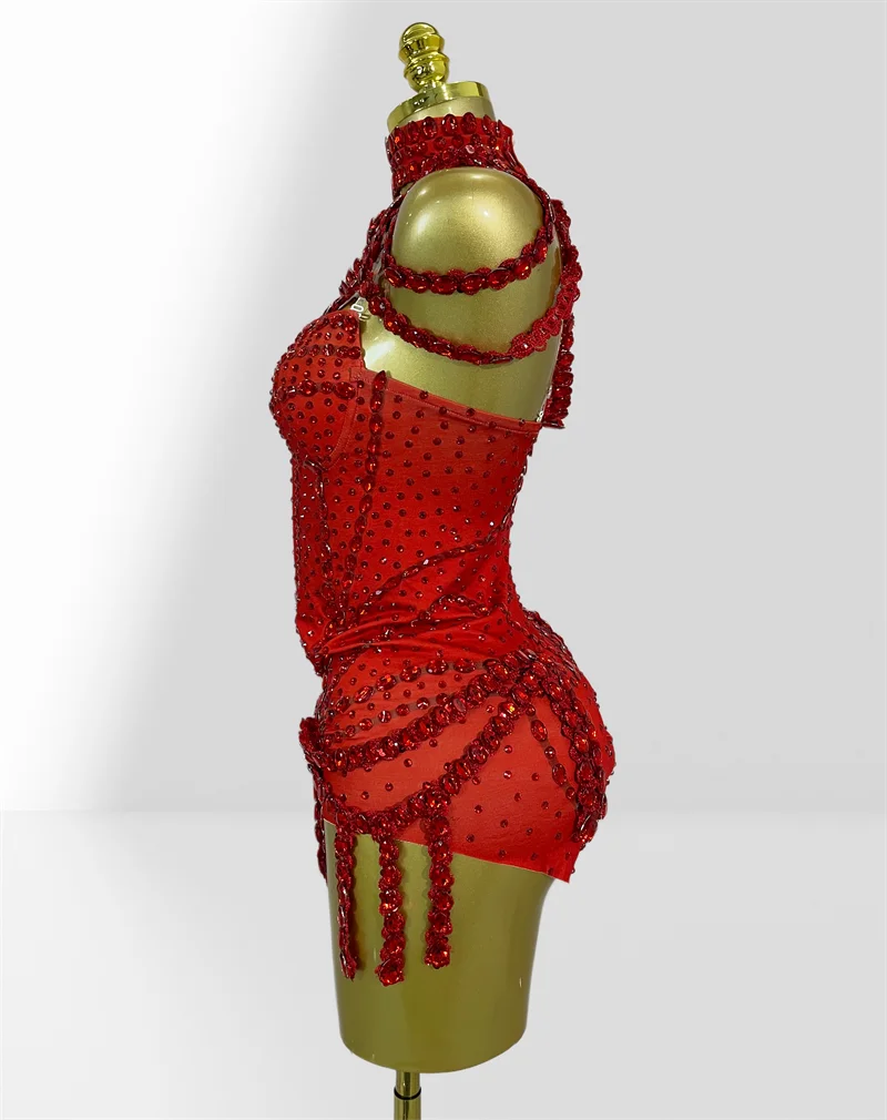 Red Sparkling Diamond Halter Sleeveless Bodysuit Fashion Woman Birthday Party Dress photo Shoot Wear Dancer Performance Costume
Red Sparkling Diamond Halter Sleeveless Bodysuit Fashion Woman Birthday Party Dress photo Shoot Wear Dancer Performance Costume