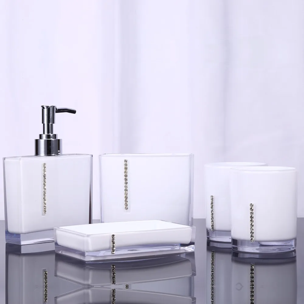 Acrylic Bathroom Accessories Set High-Gloss Durable Bathroom Decor Set White Practical Bathroom Organizer Set Home Hotel
Acrylic Bathroom Accessories Set High-Gloss Durable Bathroom Decor Set White Practical Bathroom Organizer Set Home Hotel
