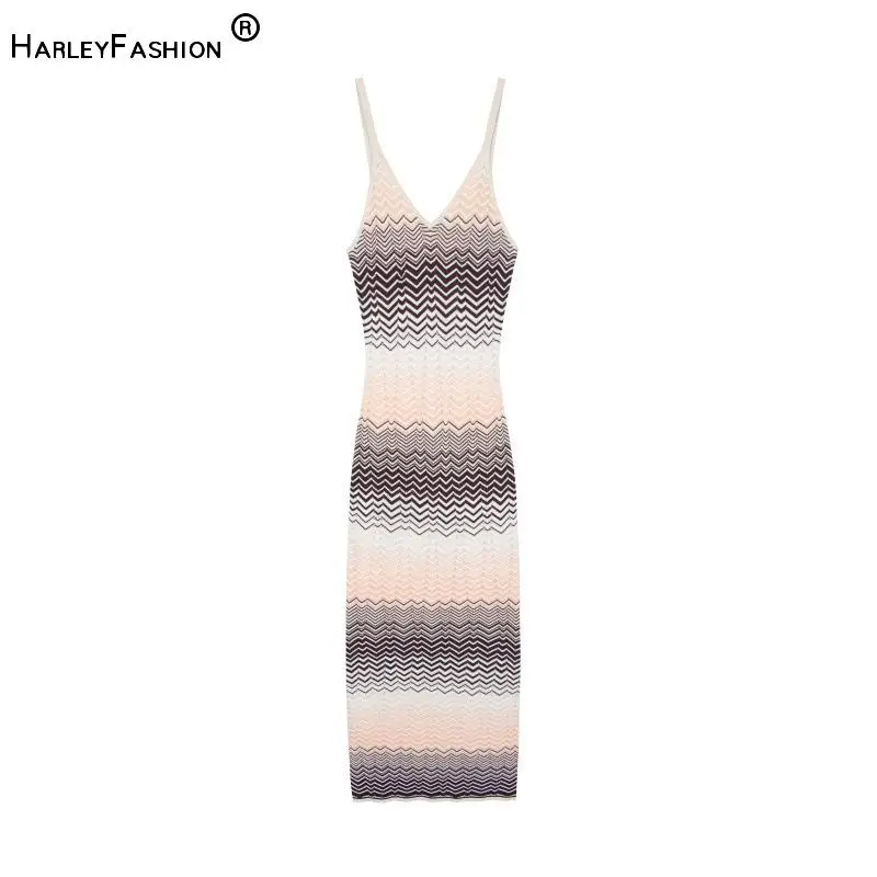 2026 Lady In Stock Sexy Designed Slips V-neck Sleeveless Wavy Striped Colorblock Slim Fitted Midi Knits Dress for Women
2026 Lady In Stock Sexy Designed Slips V-neck Sleeveless Wavy Striped Colorblock Slim Fitted Midi Knits Dress for Women