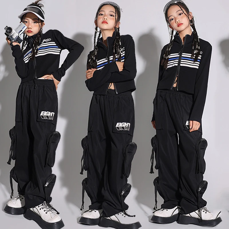 Kids Hip Hop Dance Costumes Black Tops Cargo Pants Suit For Girls Jazz Dancing Rave Clothes Performance Stage Outfits DQS14298
Kids Hip Hop Dance Costumes Black Tops Cargo Pants Suit For Girls Jazz Dancing Rave Clothes Performance Stage Outfits DQS14298