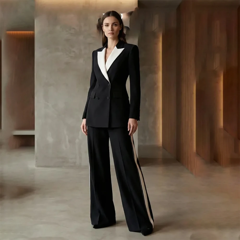 Black Women's Suits 2 Piece Jacket Pants Formal Office Lady Double Breasted Peak Lapel Slim Fit Female Clothing Costume Homme
Black Women's Suits 2 Piece Jacket Pants Formal Office Lady Double Breasted Peak Lapel Slim Fit Female Clothing Costume Homme