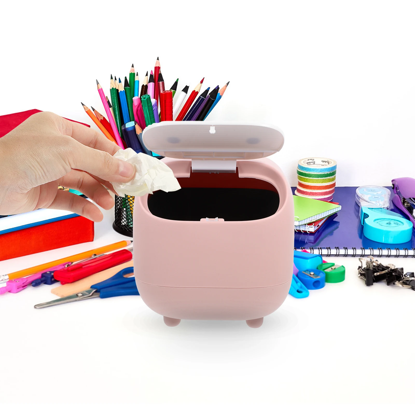 1 Pink Desktop Trash Can with Lid Bedroom Waste Bin Mini Rubbish Bucket Table Top Garbage Holder Includes 100 Bags Lightweight
1 Pink Desktop Trash Can with Lid Bedroom Waste Bin Mini Rubbish Bucket Table Top Garbage Holder Includes 100 Bags Lightweight