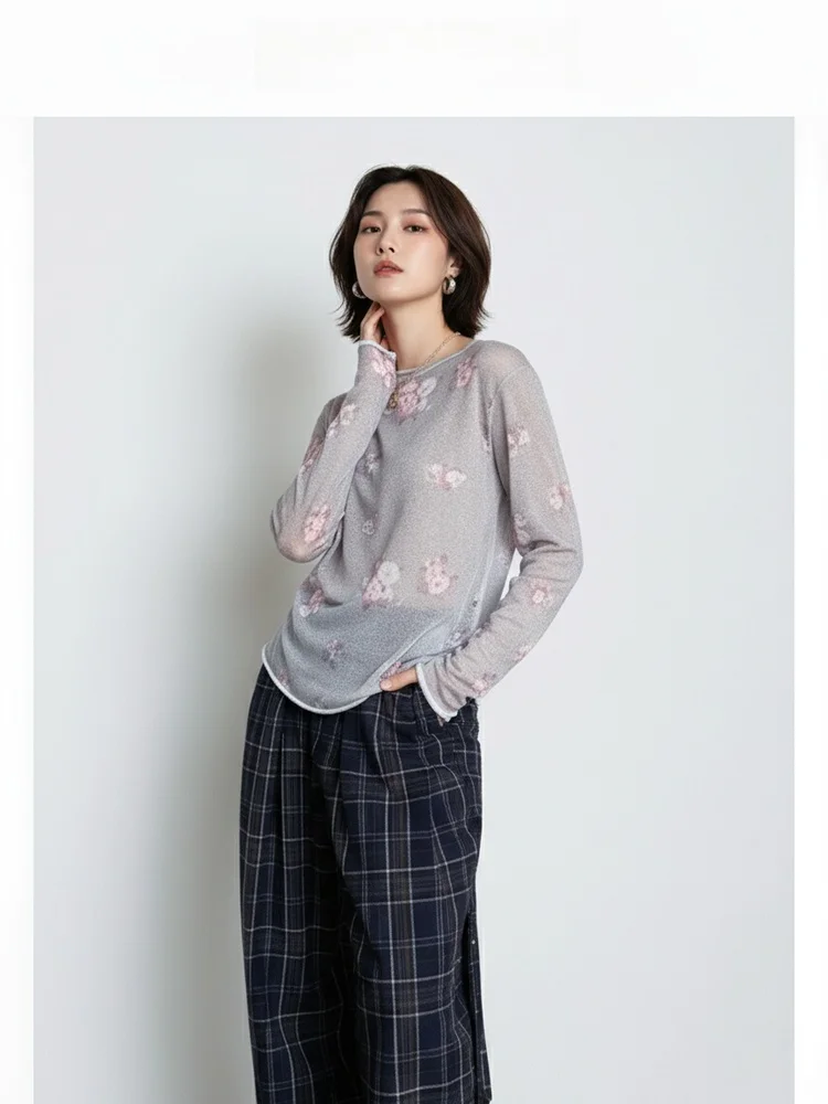 Женский тонкий вязаный свитер с художественным принтом, длинными рукавами и круглым вырезом, с цветочным узором из верблюжьей шерсти, осенне-зимняя мода
Женский тонкий вязаный свитер с художественным принтом, длинными рукавами и круглым вырезом, с цветочным узором из верблюжьей шерсти, осенне-зимняя мода