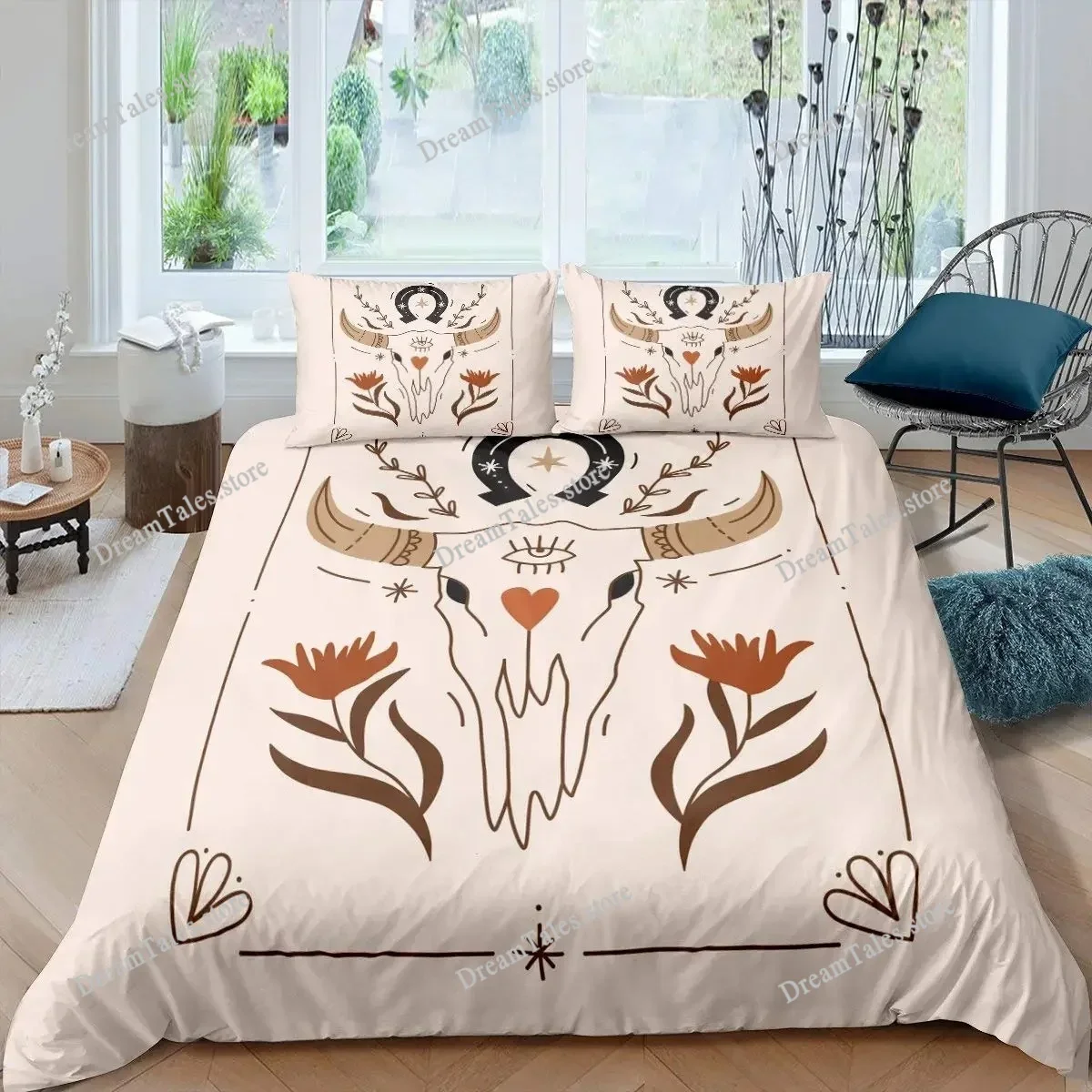 Bull Skull Duvet Cover Set Boho Chic Feather Bedding Set Bohemian Exotic Branches Flower for Teens Microfiber King Quilt Cover
Bull Skull Duvet Cover Set Boho Chic Feather Bedding Set Bohemian Exotic Branches Flower for Teens Microfiber King Quilt Cover