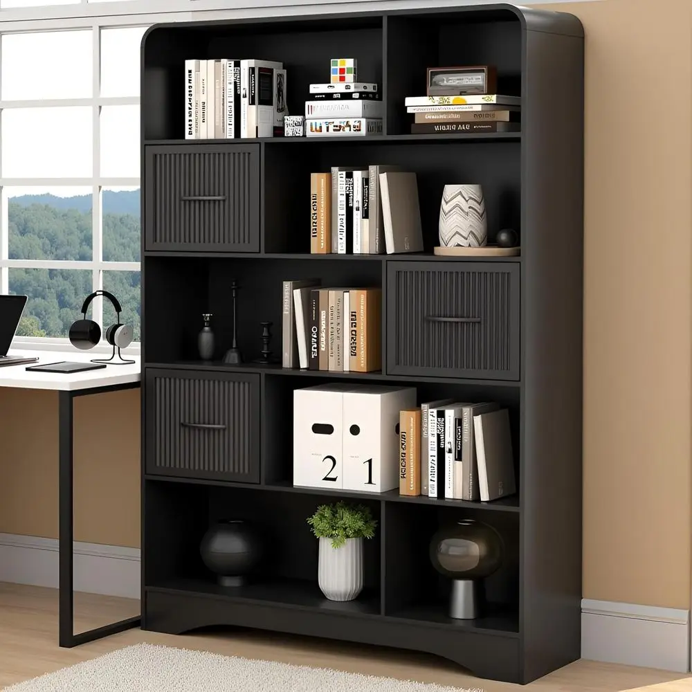 70 Tall Adjustable 10-Tier Bookshelf with Storage Bins, 48 Wide, Ideal for Home or Office, Black
70 Tall Adjustable 10-Tier Bookshelf with Storage Bins, 48 Wide, Ideal for Home or Office, Black