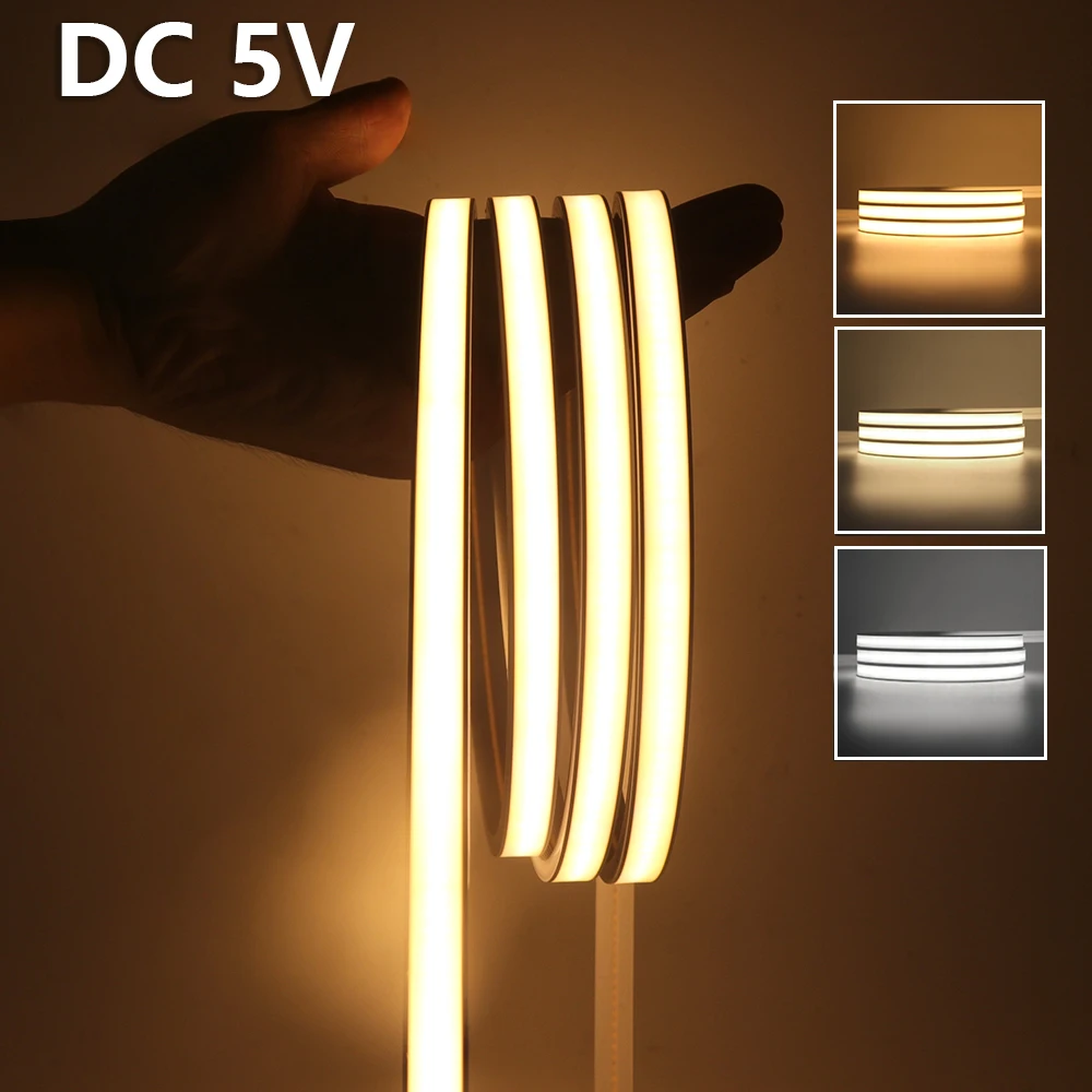 USB COB LED Strip DC 5V 320LEDs/m IP67 Waterproof Flexible Neon Light Soft Silicone Tube COB Tape Neon Sign Warm Natural White
USB COB LED Strip DC 5V 320LEDs/m IP67 Waterproof Flexible Neon Light Soft Silicone Tube COB Tape Neon Sign Warm Natural White
