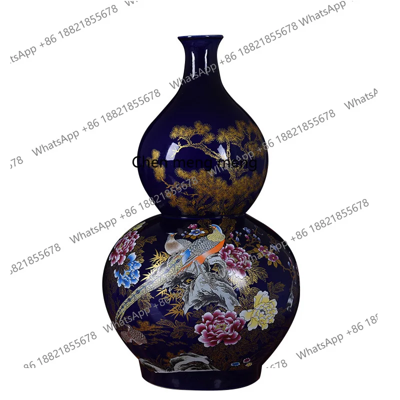 Blue flower and bird gourd bottle ceramic gourd indoor home entrance decoration ornament
Blue flower and bird gourd bottle ceramic gourd indoor home entrance decoration ornament