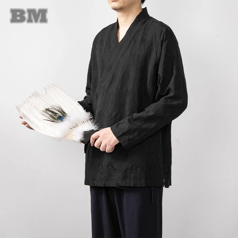 Chinese Traditional Dress Cotton Linen Casual Hanfu Mens Clothing V-Neck Shirt Plus Size Vintage Cardigan Loose Black Coat Top
Chinese Traditional Dress Cotton Linen Casual Hanfu Mens Clothing V-Neck Shirt Plus Size Vintage Cardigan Loose Black Coat Top