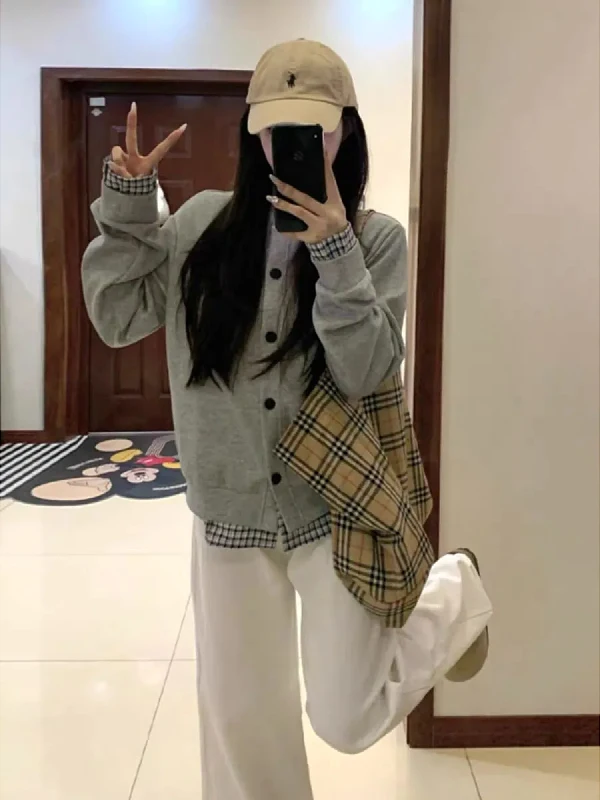 plus Size Plaid Splicing Open Cardigan Women's Korean Sle College Faion Slimming Outerwear Commuting Top Autumn Season
plus Size Plaid Splicing Open Cardigan Women's Korean Sle College Faion Slimming Outerwear Commuting Top Autumn Season