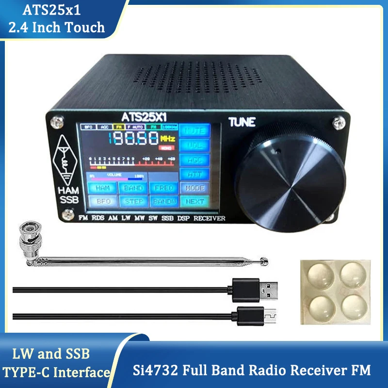 ATS25x1 2.4 Inch Color Touch Screen All-Band Radio Receiver FM LW MW and SSB Support Type-C Interface with Antenna
ATS25x1 2.4 Inch Color Touch Screen All-Band Radio Receiver FM LW MW and SSB Support Type-C Interface with Antenna