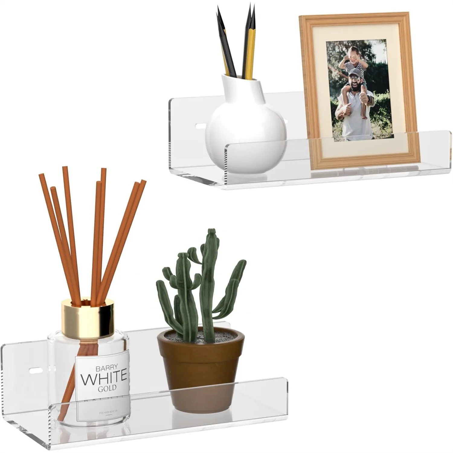 7 Inch Clear Acrylic Wall Shelf 2 Pack, Floating Shelves For Books Decor Clock Speaker Wine Bottle
7 Inch Clear Acrylic Wall Shelf 2 Pack, Floating Shelves For Books Decor Clock Speaker Wine Bottle