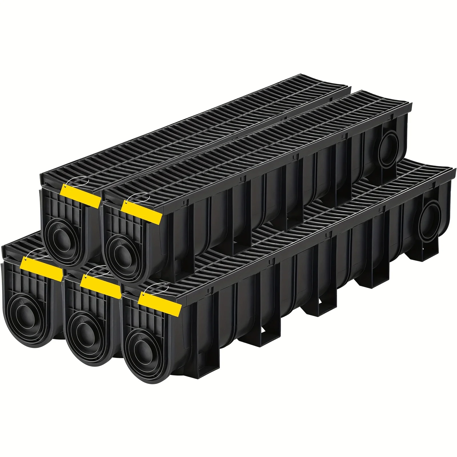 Happybuy Trench Drain System, 5.9x7.5-Inch HDPE Channel Drain With Plastic Grate, Black Garage Floor Drain, 5x39 Trench Grate, Includes 5 End Caps For Garden And Driveway - 5 Pack
Happybuy Trench Drain System, 5.9x7.5-Inch HDPE Channel Drain With Plastic Grate, Black Garage Floor Drain, 5x39 Trench Grate, Includes 5 End Caps For Garden And Driveway - 5 Pack