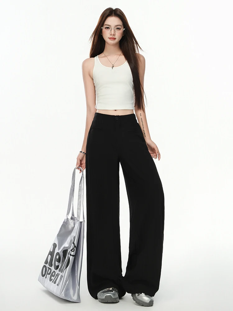 Casual High Waist Wide Leg Pants Women's Summer Thin Ice Silk Linen Drapey Loose Slimming Floor-Length Trousers Fashionable
Casual High Waist Wide Leg Pants Women's Summer Thin Ice Silk Linen Drapey Loose Slimming Floor-Length Trousers Fashionable