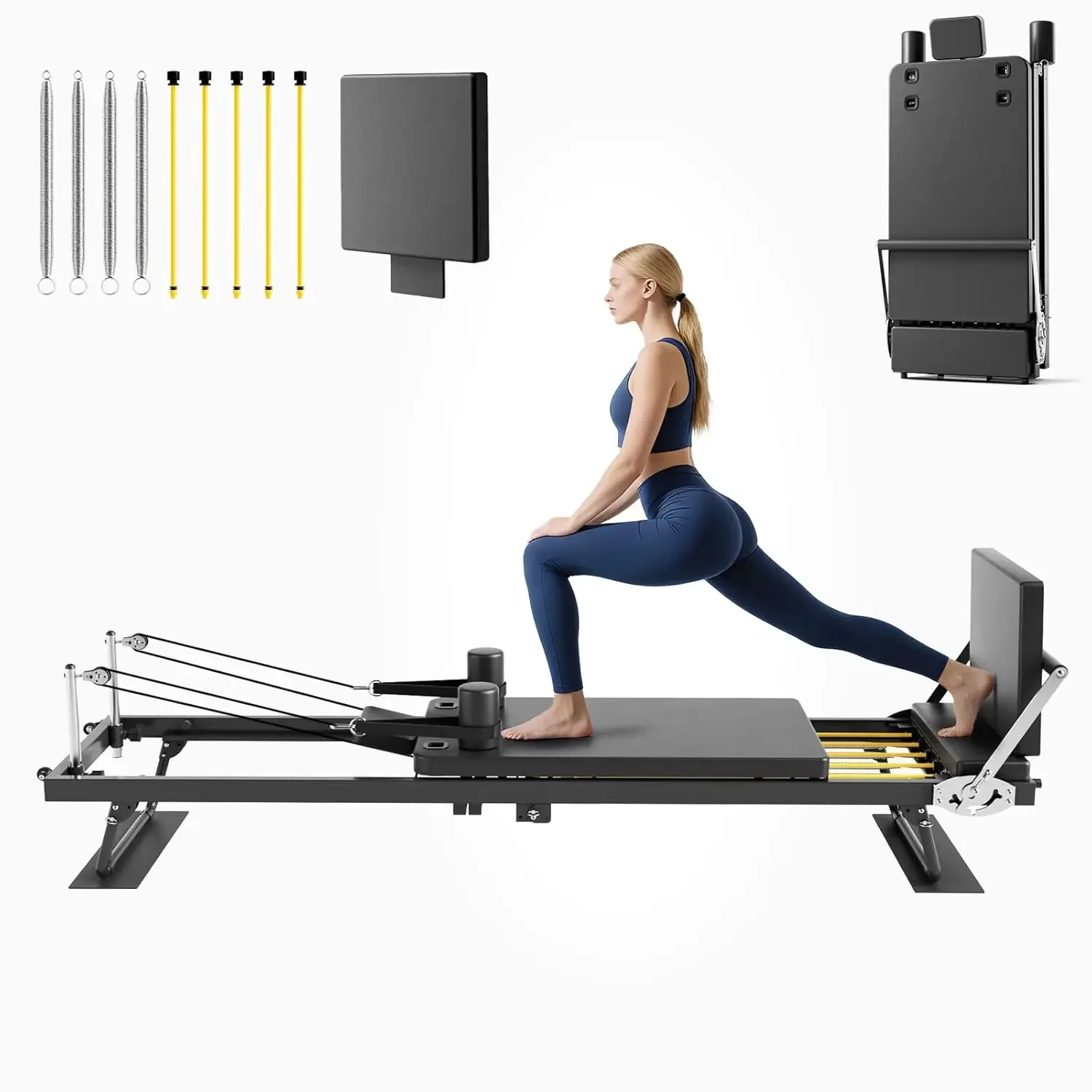 Pilates Reformer Machine, 91" Foldable Reformer Pilates Machine with Jumpboard and Wire Spings, Reformer Pilates, Customized
Pilates Reformer Machine, 91" Foldable Reformer Pilates Machine with Jumpboard and Wire Spings, Reformer Pilates, Customized