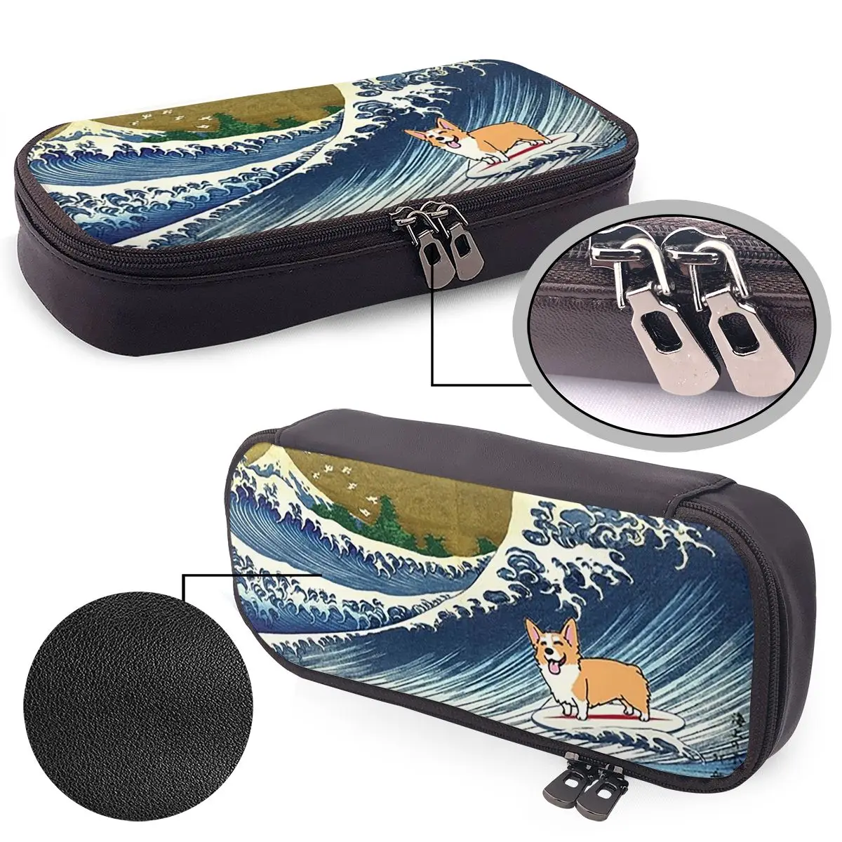Corgi Dog Surfing The Great Wave Leather Pencil Case for Studen School Pen Box Pencil Bag Stationery Supplies Pen Holder Bag
Corgi Dog Surfing The Great Wave Leather Pencil Case for Studen School Pen Box Pencil Bag Stationery Supplies Pen Holder Bag