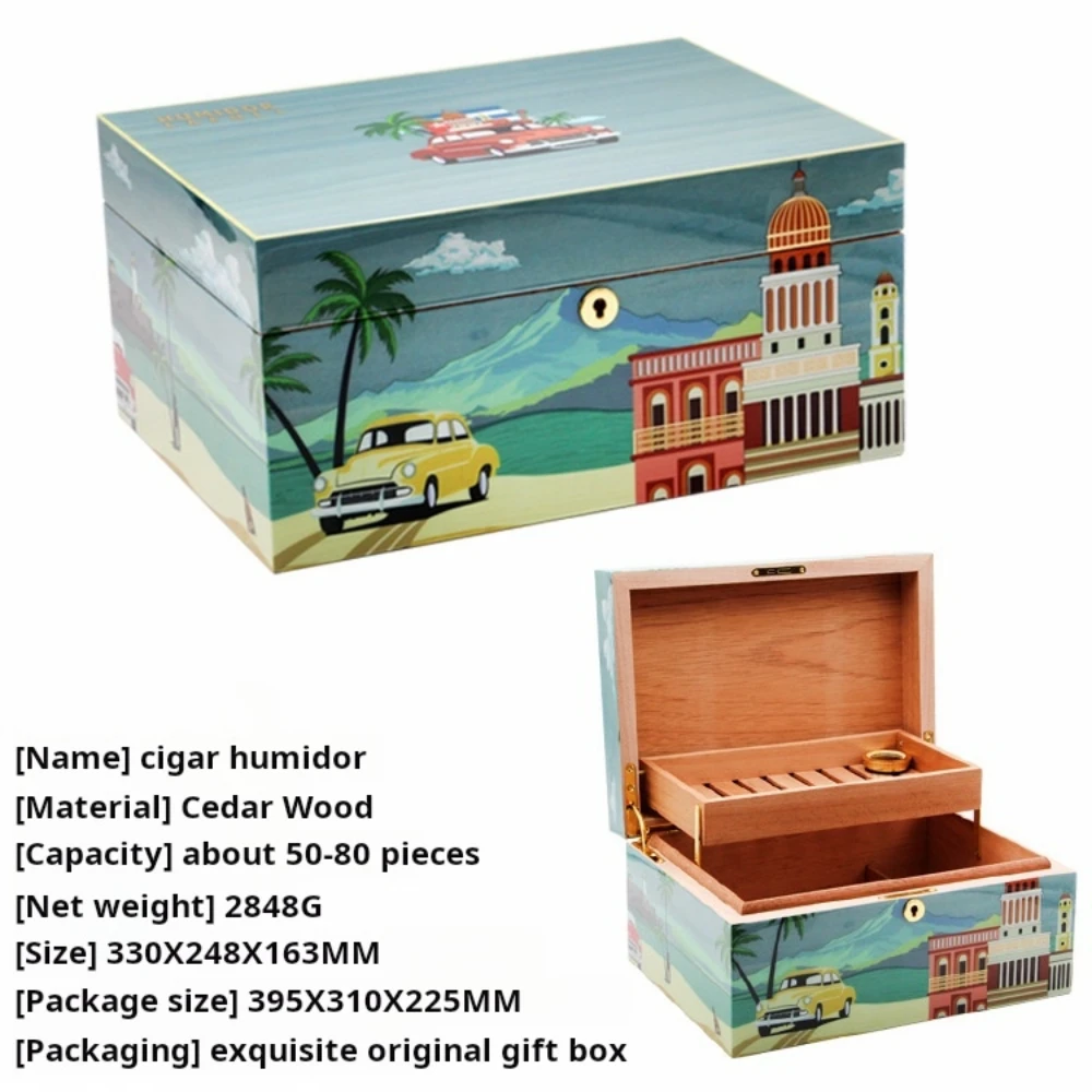 50-80 Pieces Double-Layer Cedar Cigar Box with Lock Cuban Style Piano Paint Finish Humidifying Moisturizing for Tobacco Storage
50-80 Pieces Double-Layer Cedar Cigar Box with Lock Cuban Style Piano Paint Finish Humidifying Moisturizing for Tobacco Storage
