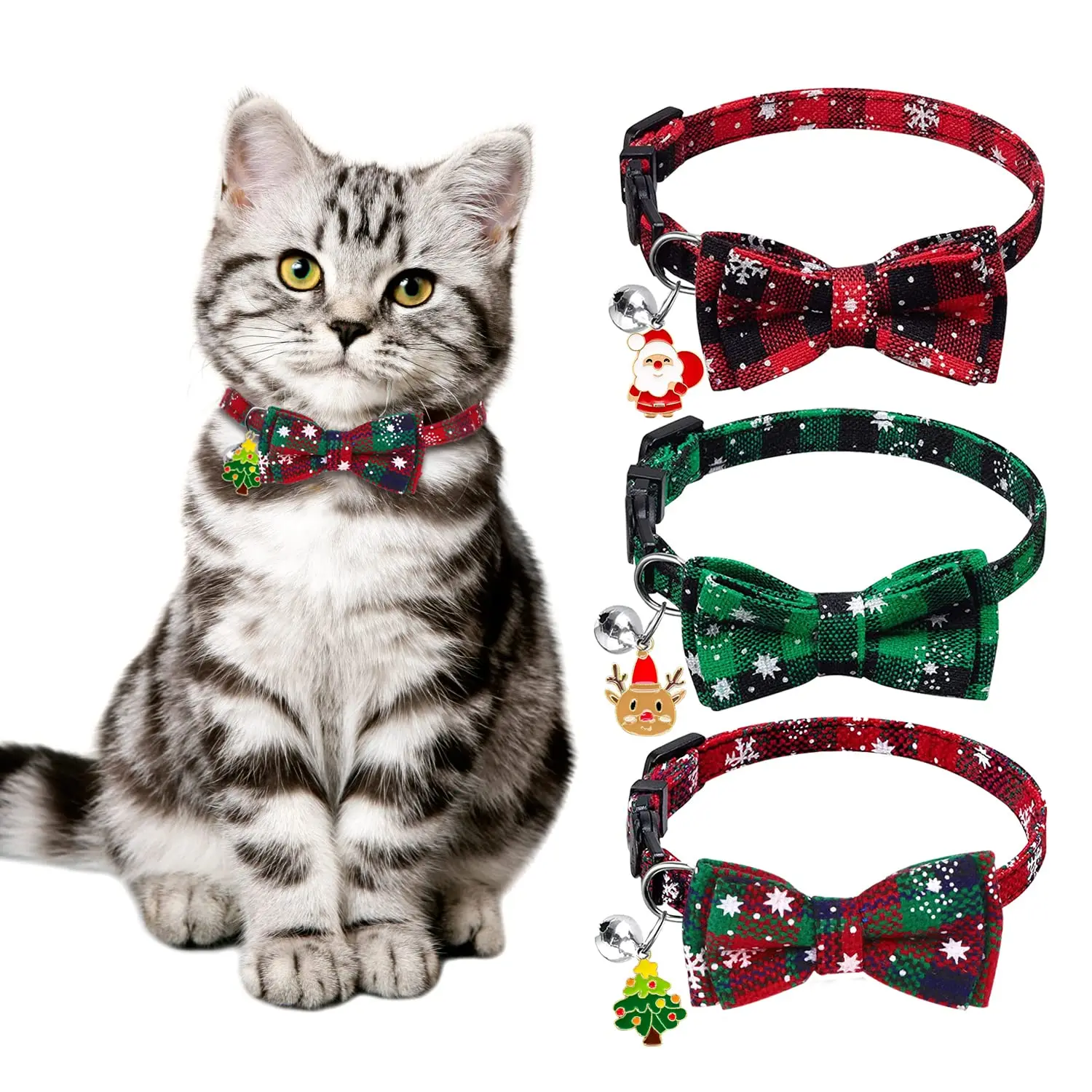 3Pack Christmas Cat Bandana Collars Breakaways with Bell Christmas Adjustable Plaid Snowflake Collar Buckle Safety for Puppy Ki
3Pack Christmas Cat Bandana Collars Breakaways with Bell Christmas Adjustable Plaid Snowflake Collar Buckle Safety for Puppy Ki