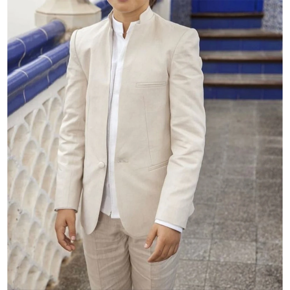 Stand Collar Luxury Boy's Suits for Wedding Boys 2 Piece Suit Single Breasted Jacket Elegant Children Linen New Design Tuxedo
Stand Collar Luxury Boy's Suits for Wedding Boys 2 Piece Suit Single Breasted Jacket Elegant Children Linen New Design Tuxedo