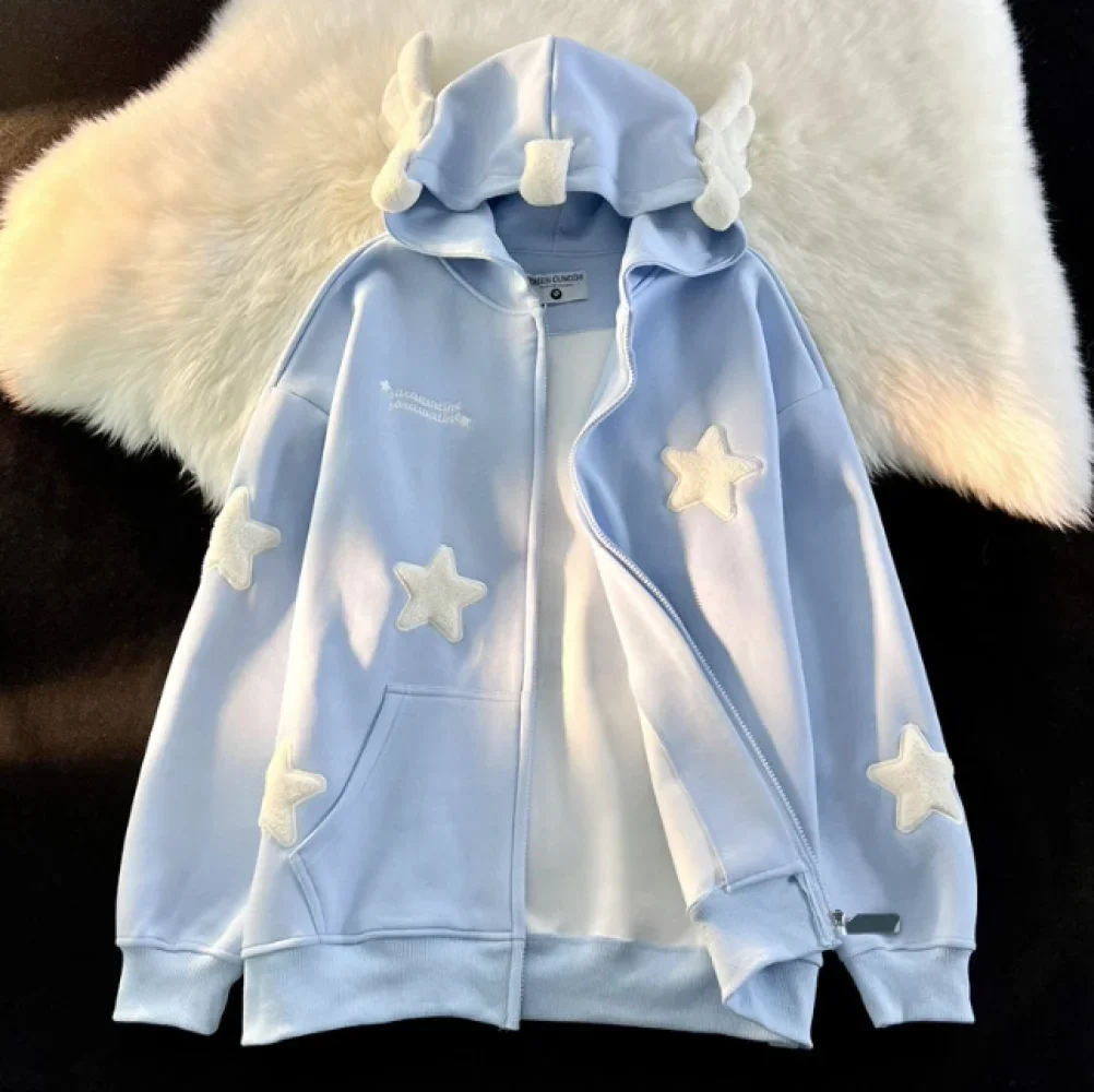 Sweet Street Star-shape Embroidery Kawaii Hoodies Coats Women Autumn Winter Women's Sweatshirt Cardigan Korean Fashion Zip Hoody
Sweet Street Star-shape Embroidery Kawaii Hoodies Coats Women Autumn Winter Women's Sweatshirt Cardigan Korean Fashion Zip Hoody