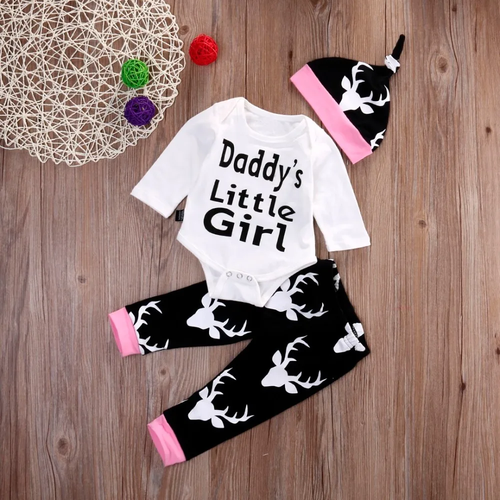 Baby Girls Clothes Outfits Daddy's Little Girl Toddler White Long Sleeve Baby Romper+Pant+Hat 3pcs Baby Girl Clothing Set
Baby Girls Clothes Outfits Daddy's Little Girl Toddler White Long Sleeve Baby Romper+Pant+Hat 3pcs Baby Girl Clothing Set