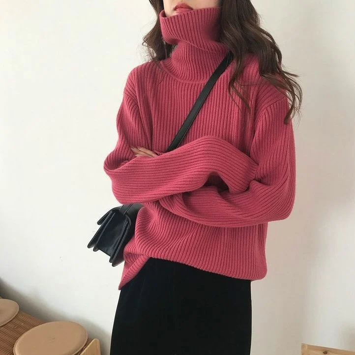 Autumn Winter High Neck Pullovers Knitting Casual Long Sleeve Vertical Striped Elasticity Bottoming Tops Women's Sweater T331
Autumn Winter High Neck Pullovers Knitting Casual Long Sleeve Vertical Striped Elasticity Bottoming Tops Women's Sweater T331