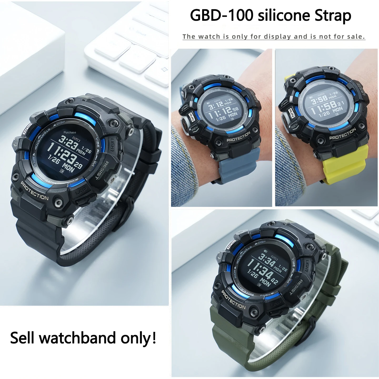 Мягкий водонепроницаемый силиконовый ремешок для часов GBD-100 для Casio серии GBD-100, спортивный ремешок для занятий спортом на открытом воздухе, модифицированный мужской ремешок, аксессуары
Мягкий водонепроницаемый силиконовый ремешок для часов GBD-100 для Casio серии GBD-100, спортивный ремешок для занятий спортом на открытом воздухе, модифицированный мужской ремешок, аксессуары