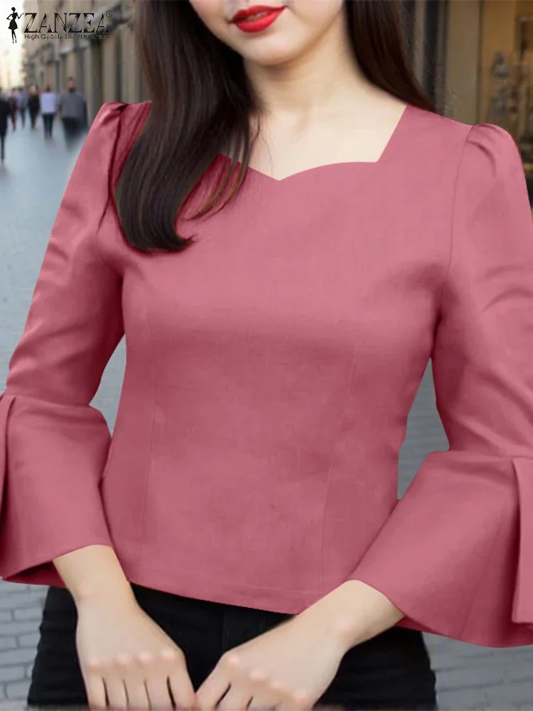 ZANZEA Elegant OL Blouse Women 3/4 Flare Sleeve Square Collar Summer Shirts 2025 Fashion Solid Color Tops Casual Blusas Feminina
ZANZEA Elegant OL Blouse Women 3/4 Flare Sleeve Square Collar Summer Shirts 2025 Fashion Solid Color Tops Casual Blusas Feminina